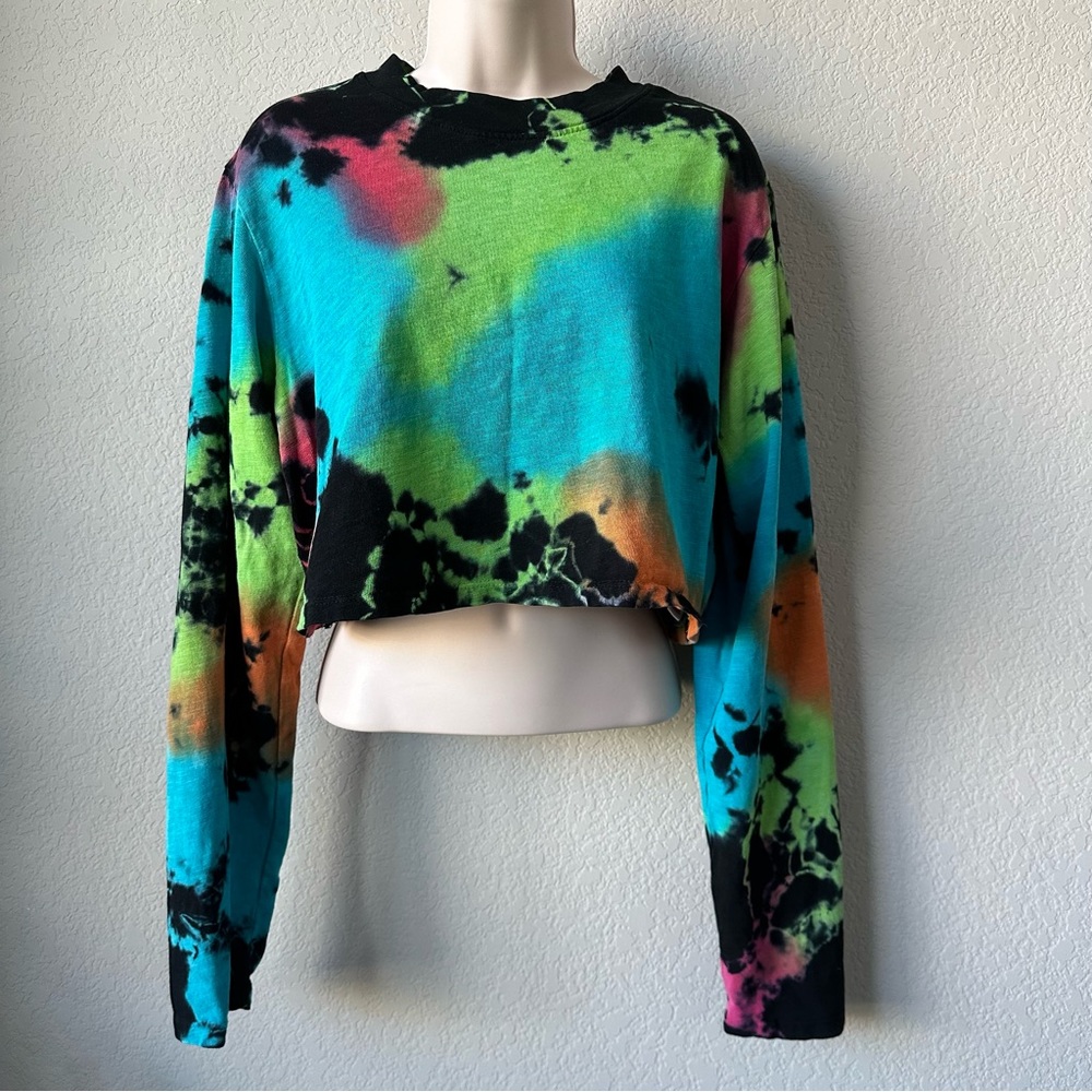 Cotton Citizen 100% cotton black rainbow long sleeve crop Shirt